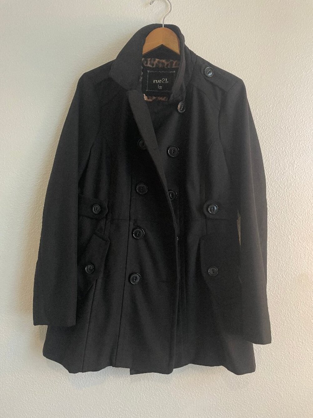Black Wool Blend Peacoat - Rue 21 (Junior's Large) Women's SM/MED